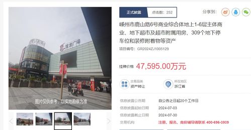 紹興嵊州寶龍廣場商業綜合體掛牌轉讓，掛牌價4.7億元